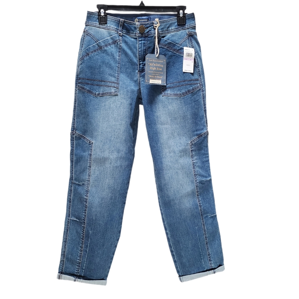 Democracy/ Wit & Wisdom Barrel Leg Jeans Side Panels High Rise Ab Solution Blue